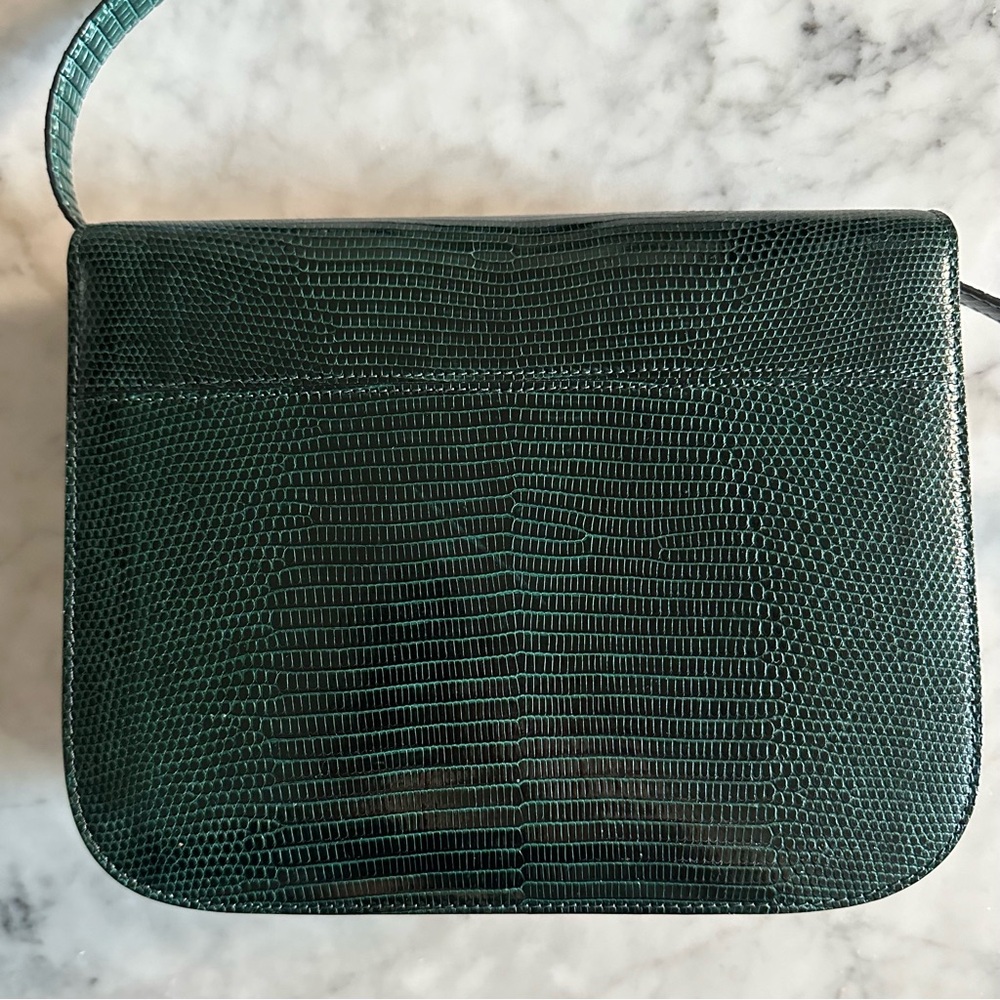 CELINE CLASSIC BOX BAG DARK GREEN LIZARD LEATHER WITH BOX AND DUSTBAG - Picture 8 of 16